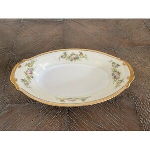 Vtg Meito China Oval Relish Trinket Handpainted  Dish  Japan 5x9"